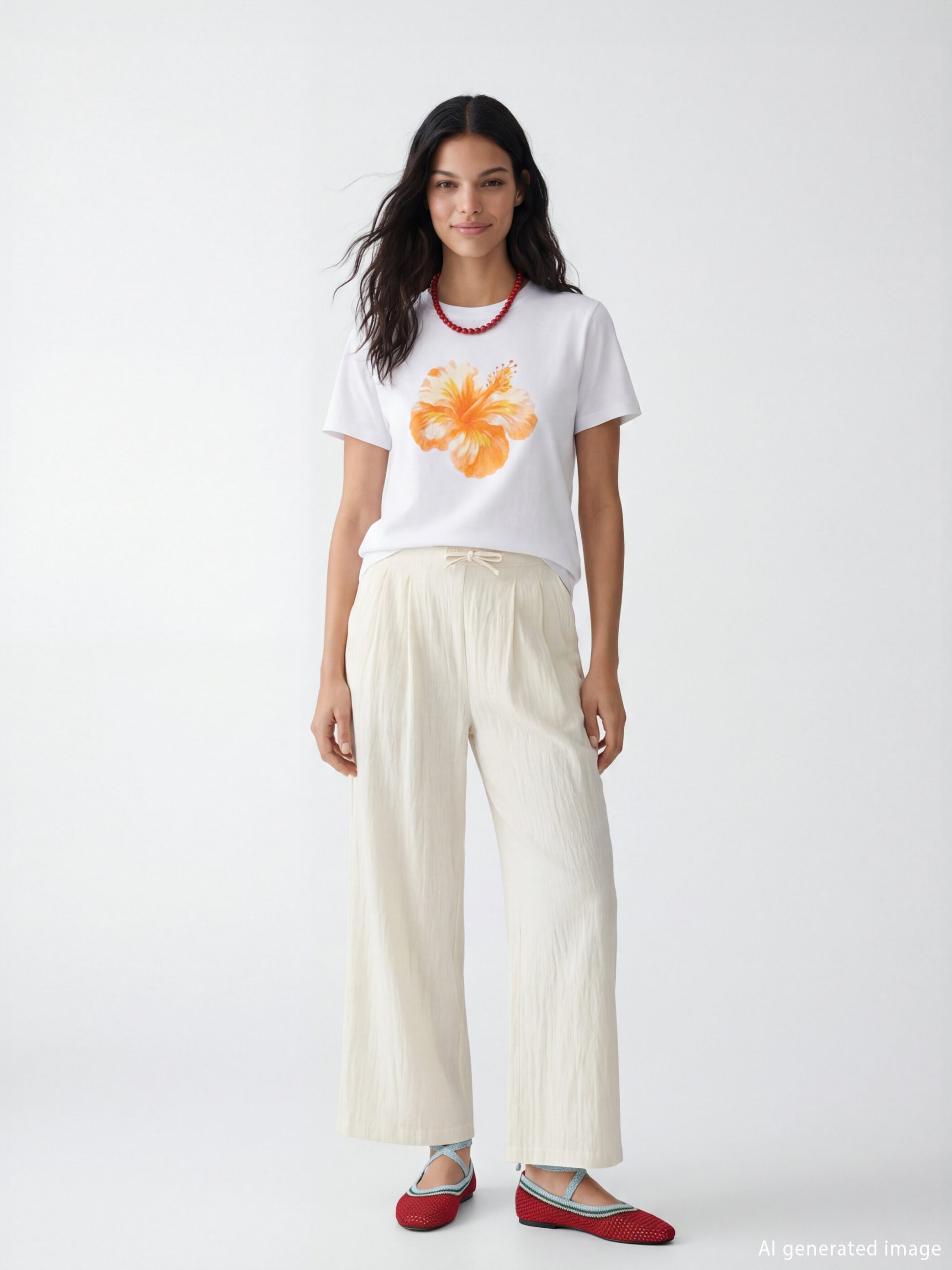 Elastic Waist Textured Women's Trousers