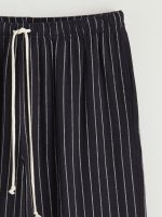 Elastic Waist Striped Linen Blend Trousers - Image 6