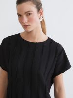 Crew Neck Textured Blouse