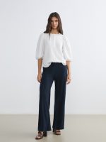 Textured Women's Trousers with Elastic Waistband - Image 8
