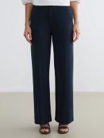 Textured Women's Trousers with Elastic Waistband - Image 10