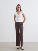 Textured Women's Trousers with Elastic Waistband - Image 15