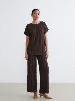 Elastic Waist Textured Women's Trousers - Image 14