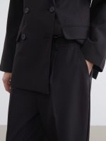 Wide Leg Pleated Women's Fabric Trousers - Image 3