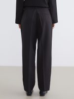 Wide Leg Pleated Women's Fabric Trousers - Image 4