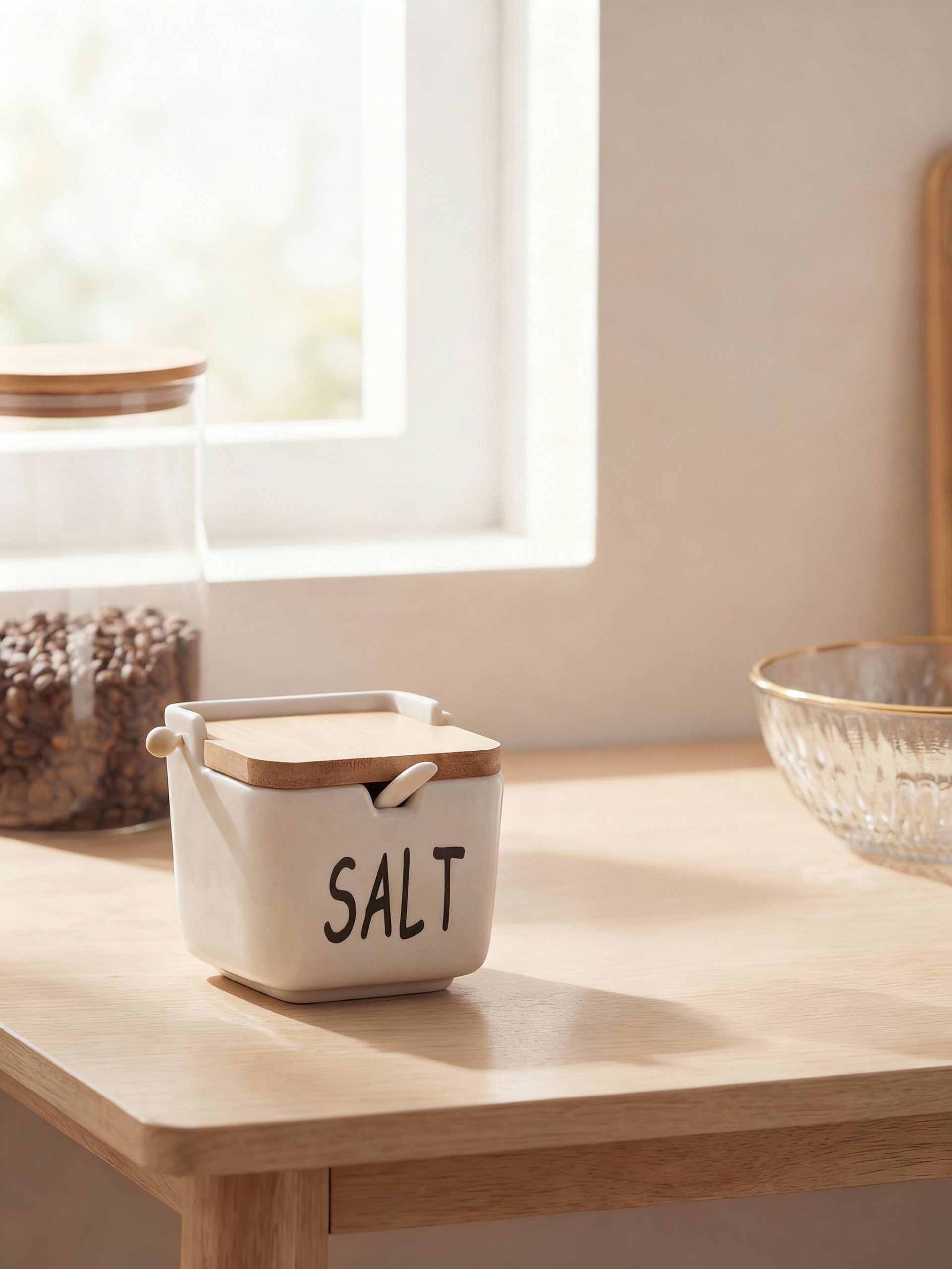 L_20261-S6CQ75Z8-F9C_A.jpg Ceramic Storage Jar with Wooden Lid - Image 1