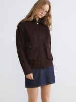 Women's Jacket with a Shirt Collar and Suede Look