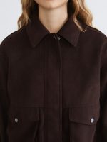Women's Jacket with a Shirt Collar and Suede Look - Image 3