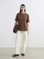 Crew Neck Letter Printed Women's T-Shirt - Image 3
