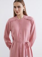 Grandad Collar Sash Waist Shirt Dress - Image 2