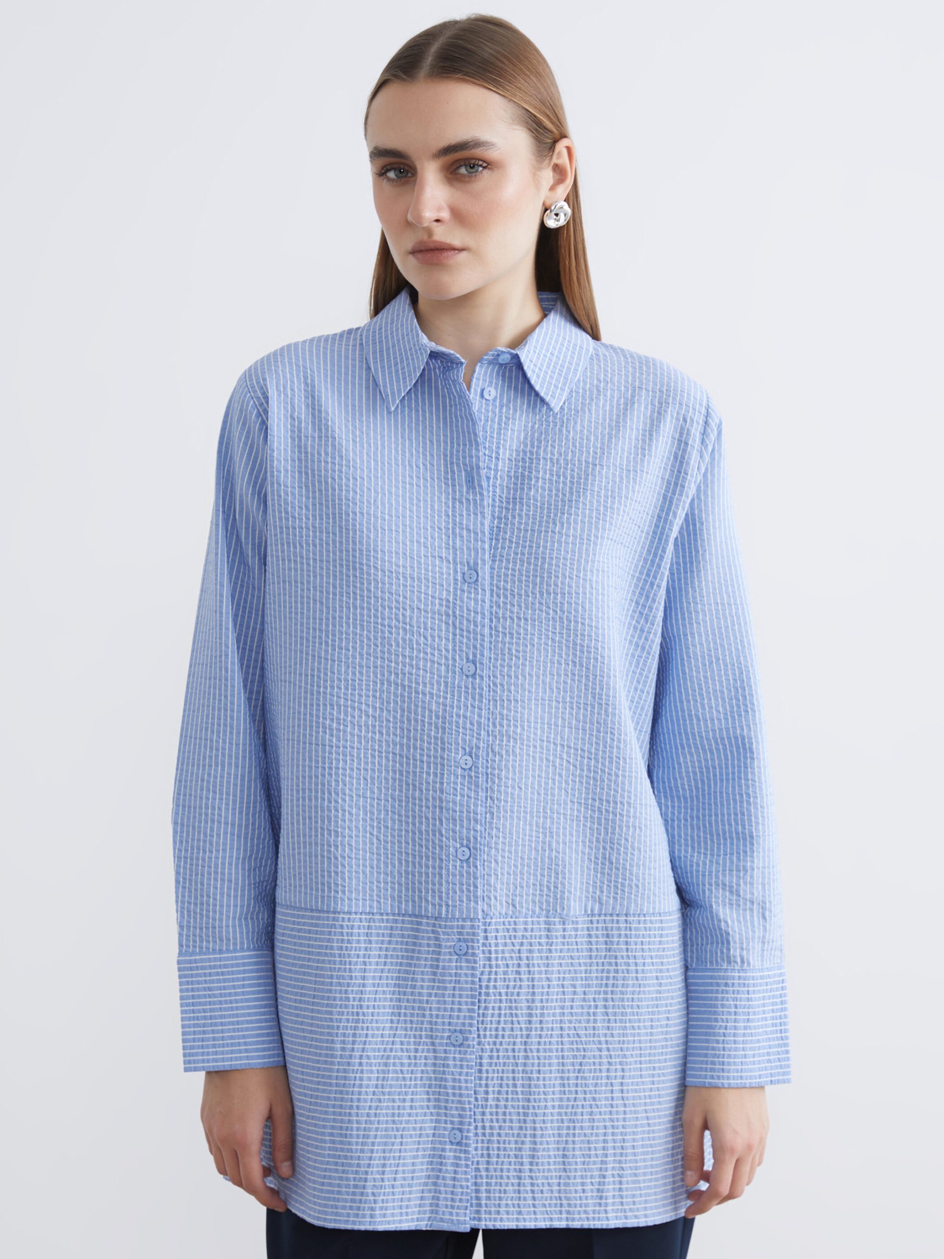 L_20261-S6G720Z8-LEN_A.jpg Striped Women's Shirt Tunic - Image 1