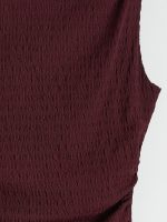 Crew Neck Textured Ruched Women's Dress - Image 2