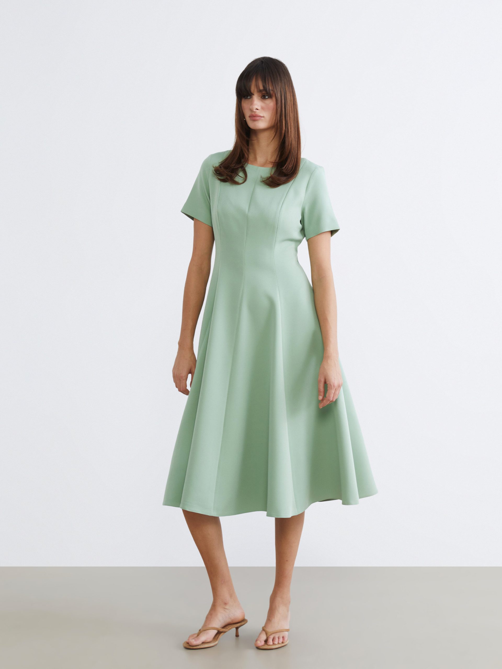 Crew Neck Fitted Waist Dress