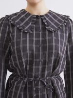 Peter Pan Collar Plaid Women's Shirt Tunic - Image 4