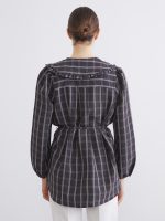 Peter Pan Collar Plaid Women's Shirt Tunic - Image 5