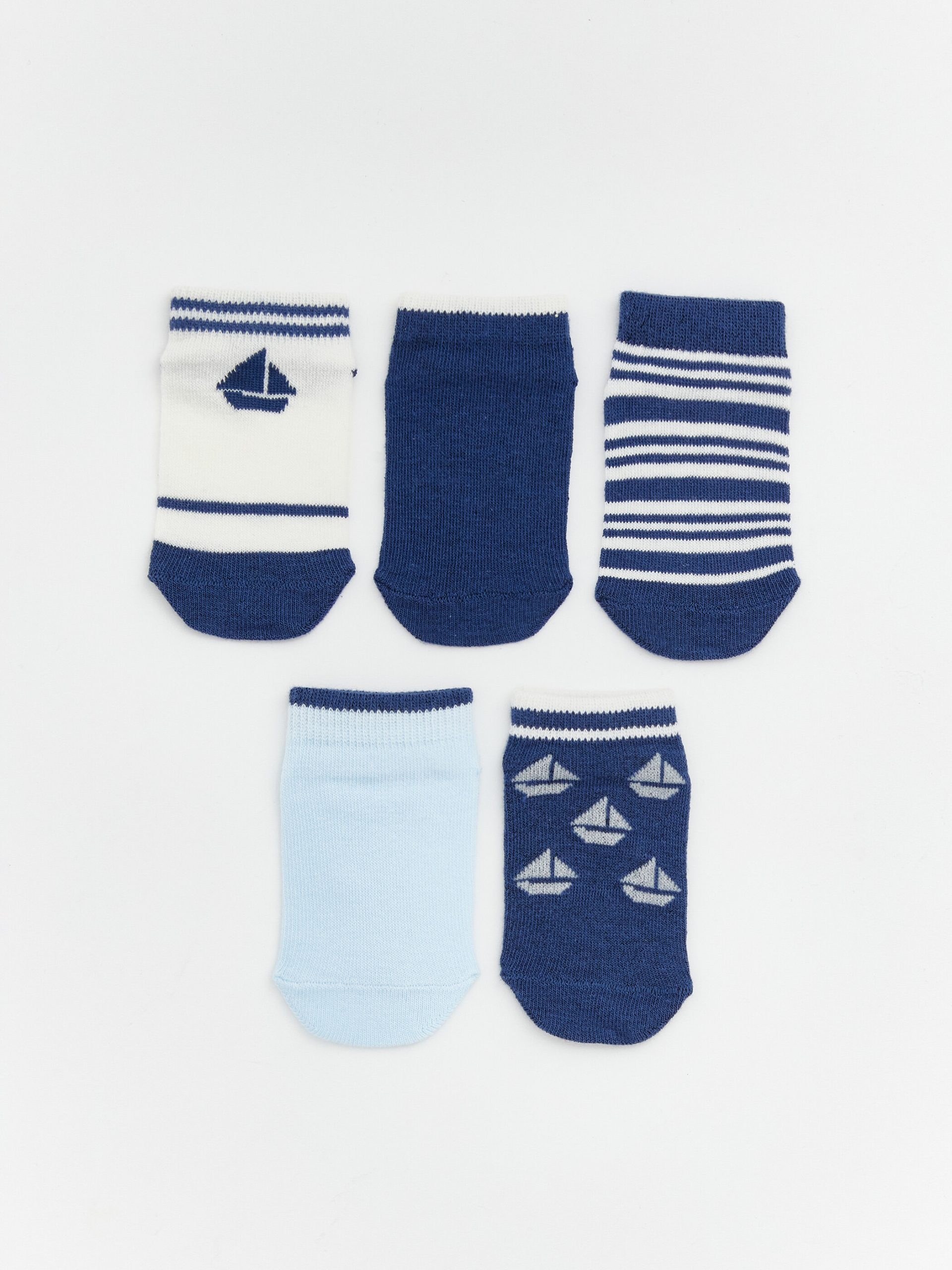 L_20261-S62069Z1-LEN_A.jpg Patterned Baby Boys Trainer Socks 5 Pack - Image 1