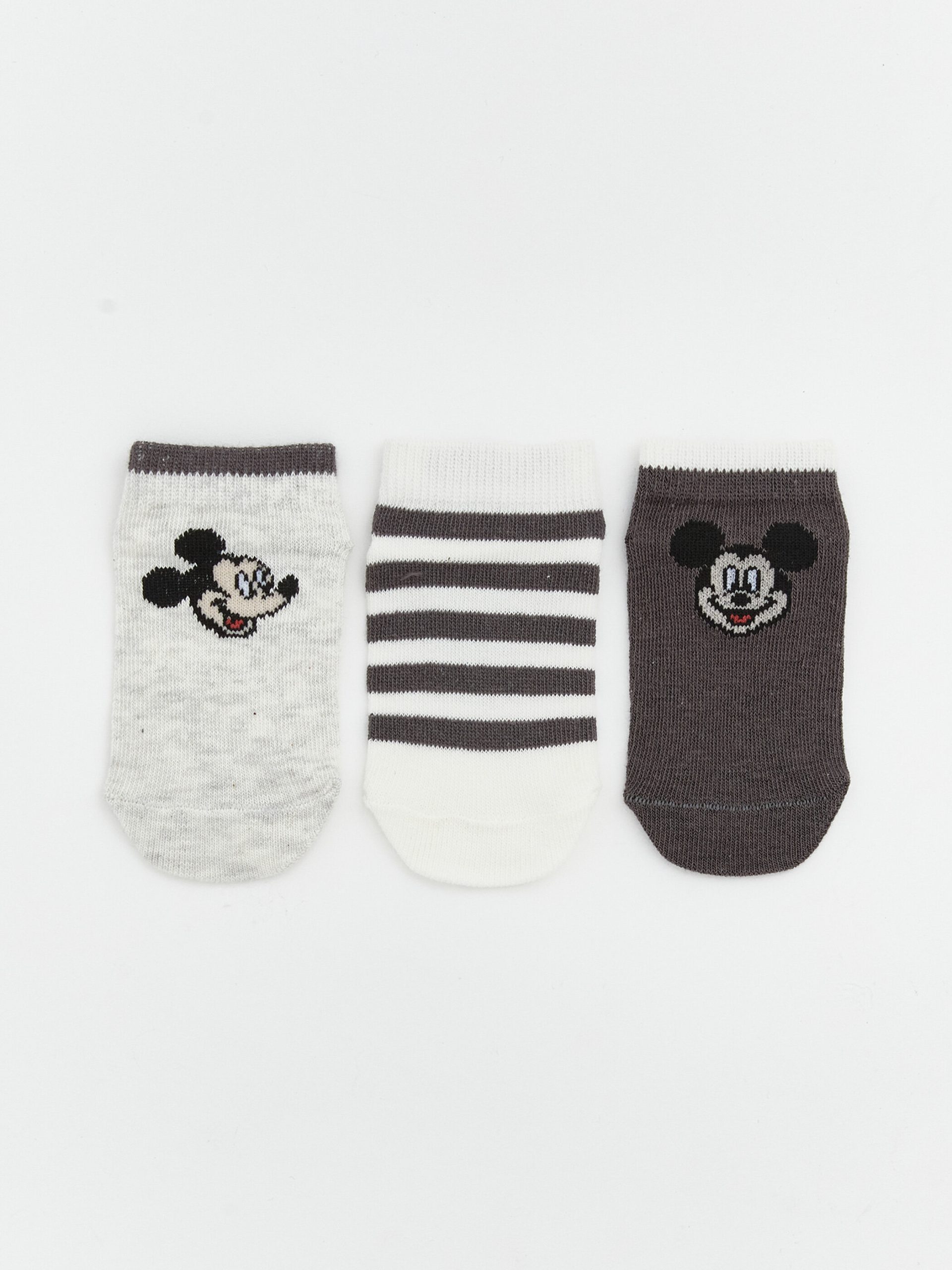 L_20261-S62153Z1-D2X_A.jpg Mickey Mouse Printed Baby Boys' Trainer Socks 3-Pack - Image 1
