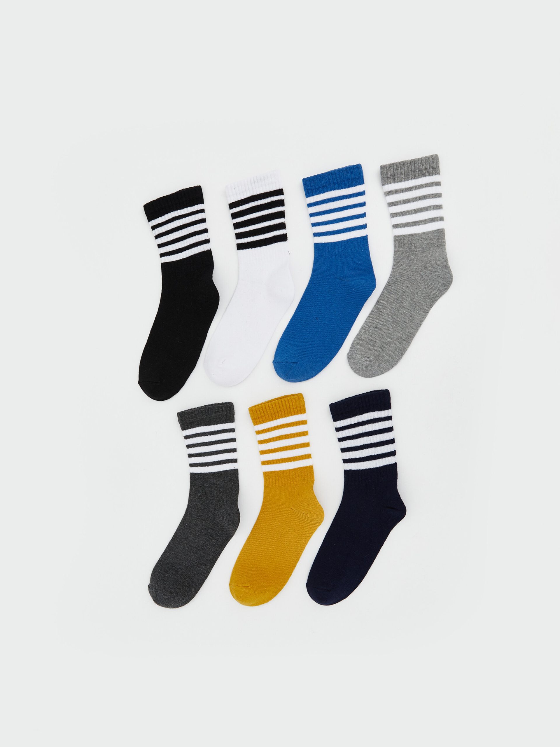 Boys' Striped Ankle Socks, Set of Seven