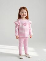 Flower Embroidered Baby Girls' Blouse and Leggings