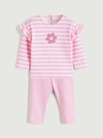 Flower Embroidered Baby Girls' Blouse and Leggings - Image 2