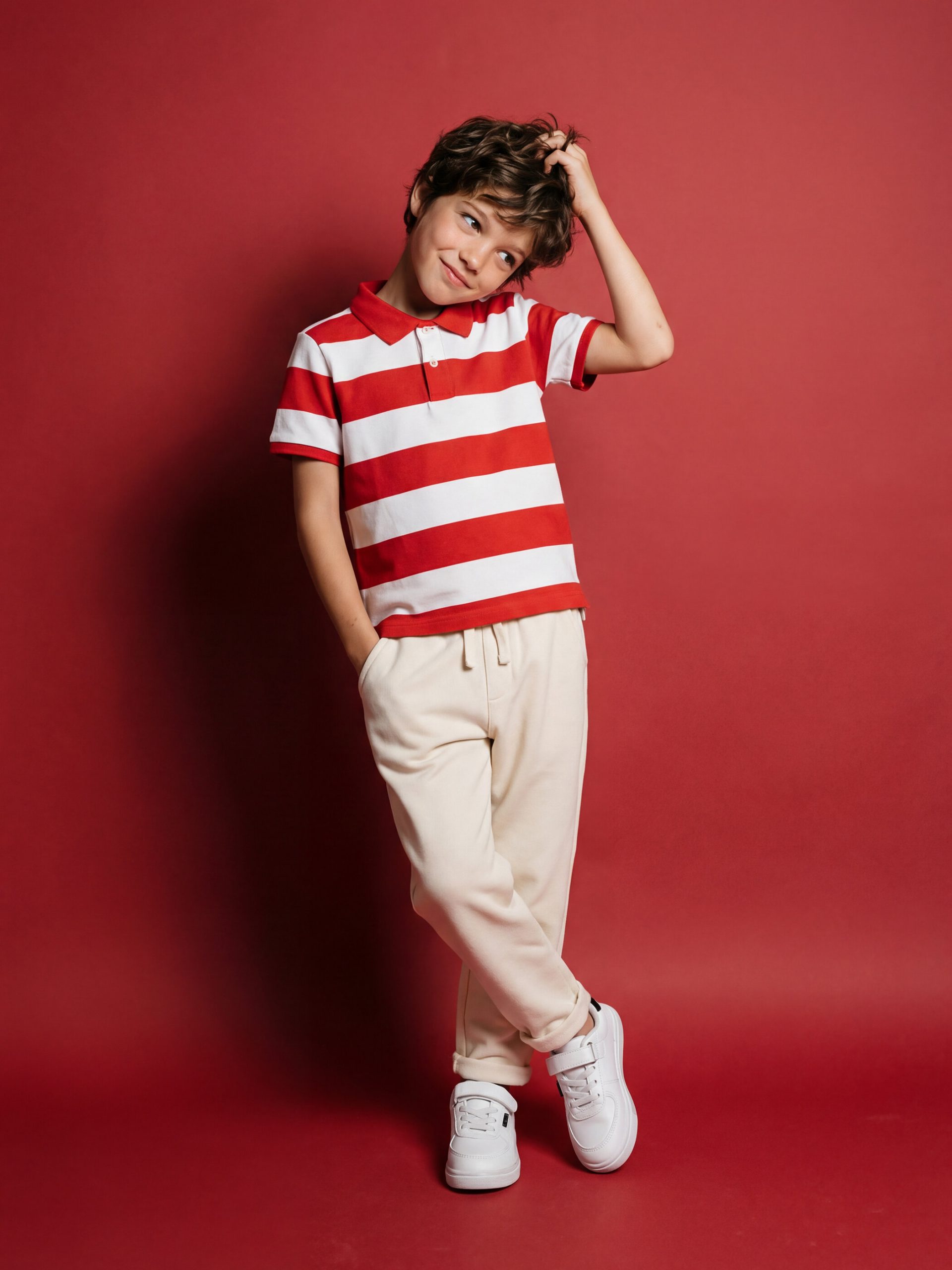 L_20261-S64645Z1-QVK-116-21_5.jpg Elastic Waist Boys' Trousers - Image 1