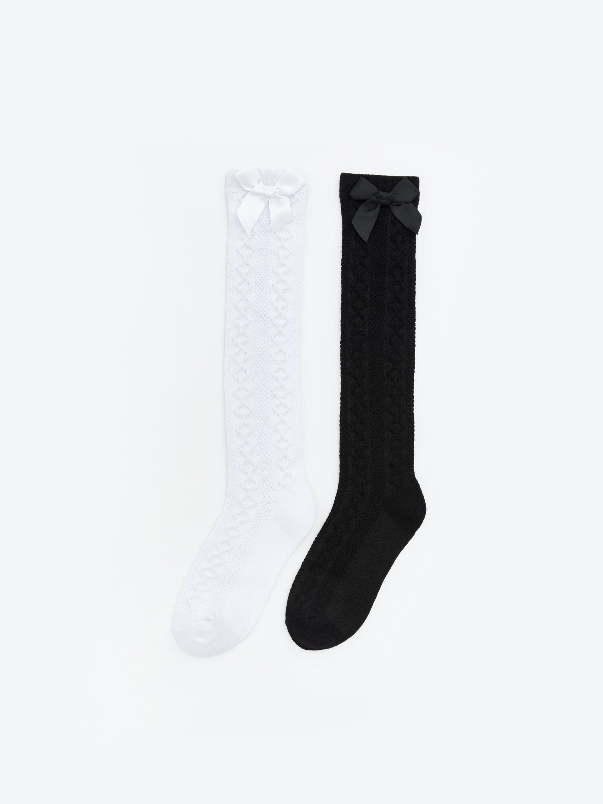 Bow Detailed Girls' Knee Socks 2 Pack