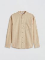 Grandad Collar Linen-Look Boys' Shirt