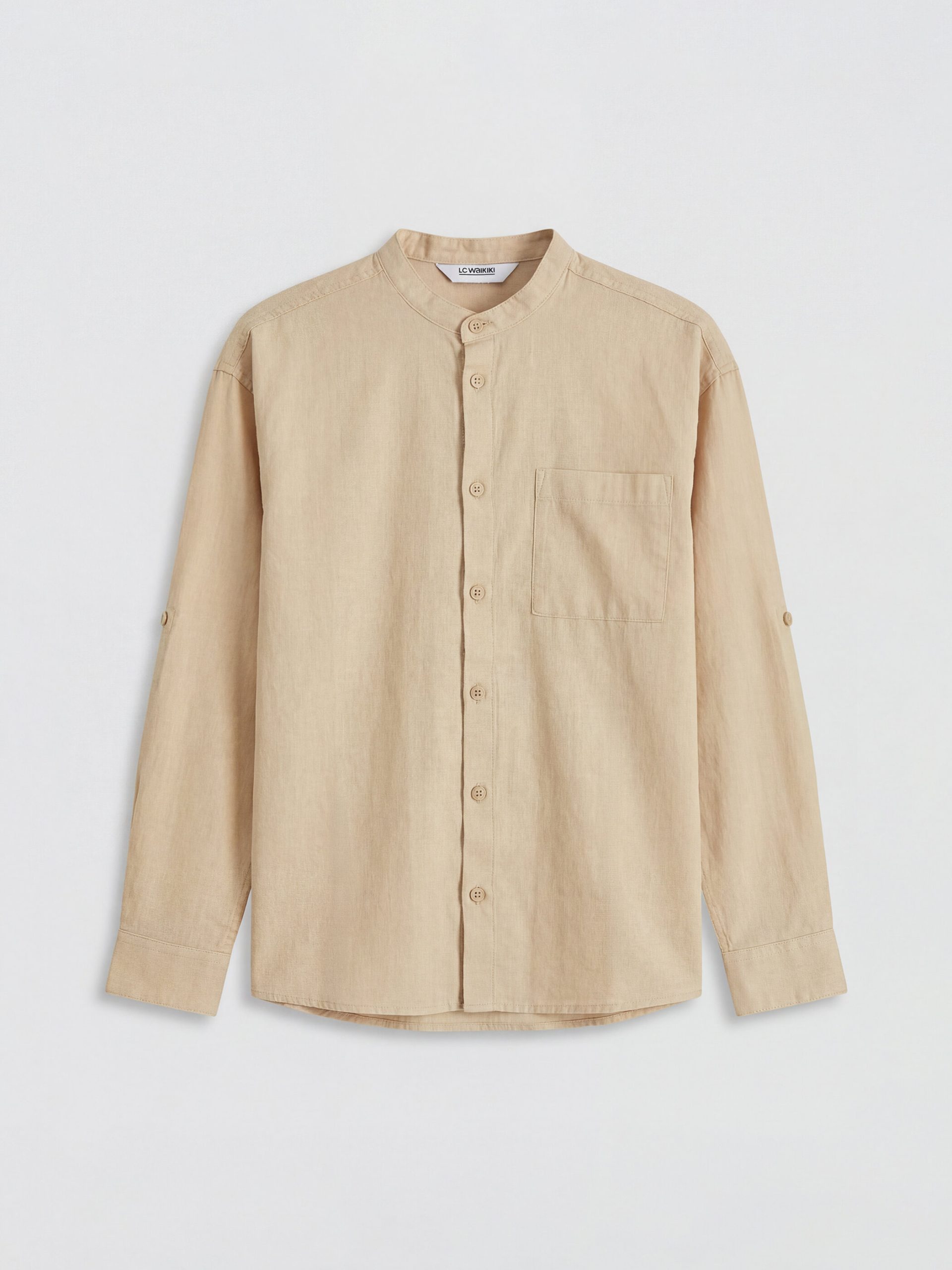 Grandad Collar Linen-Look Boys' Shirt