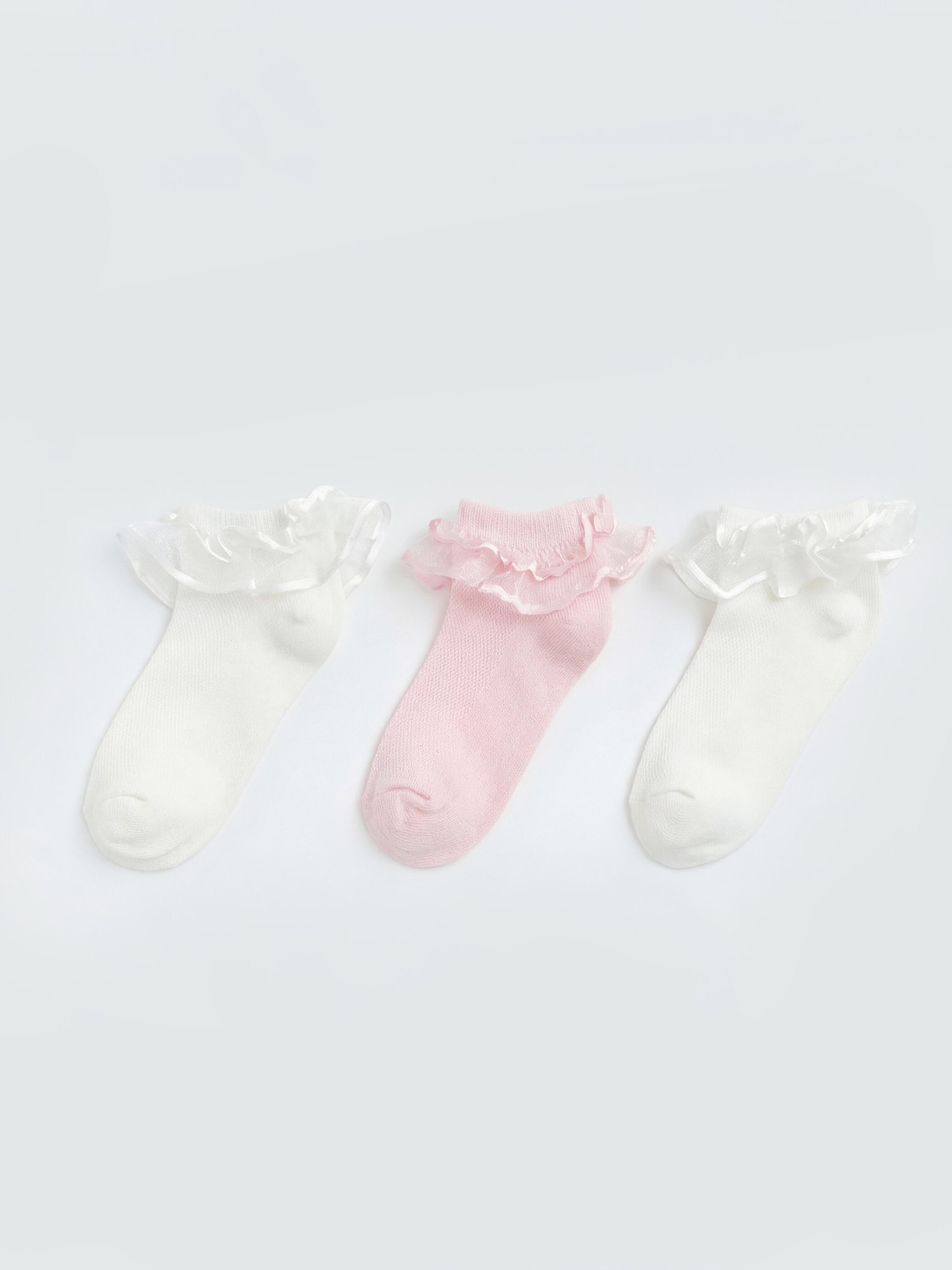 Baby Girl Tulle Detail Ankle Socks - Set of 3
