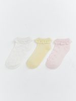 Baby girl's three-pack of socks with lace detailing.