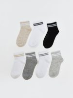 Girls' Striped Ankle Socks, 7-Pack