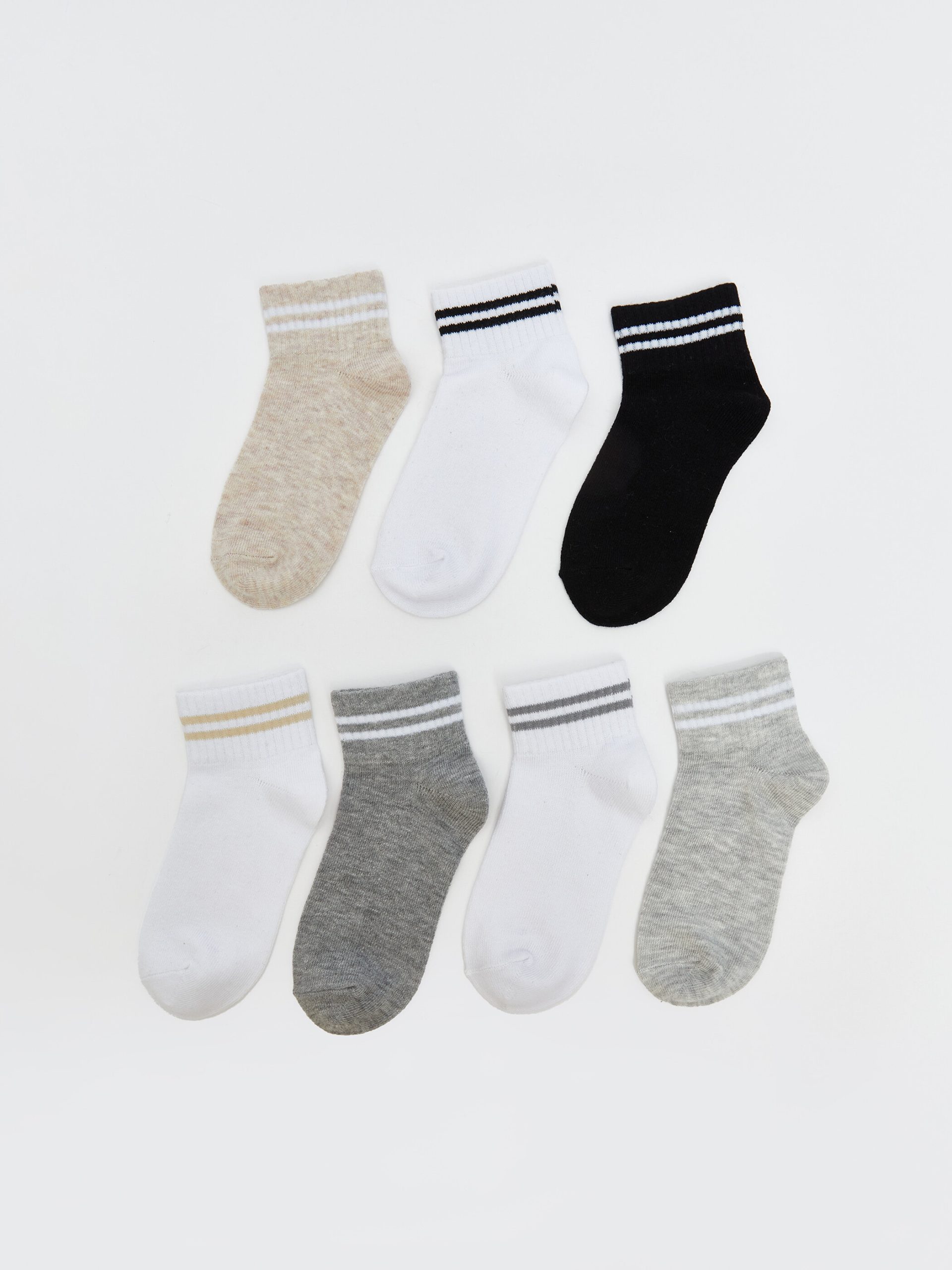 Girls' Striped Ankle Socks, 7-Pack