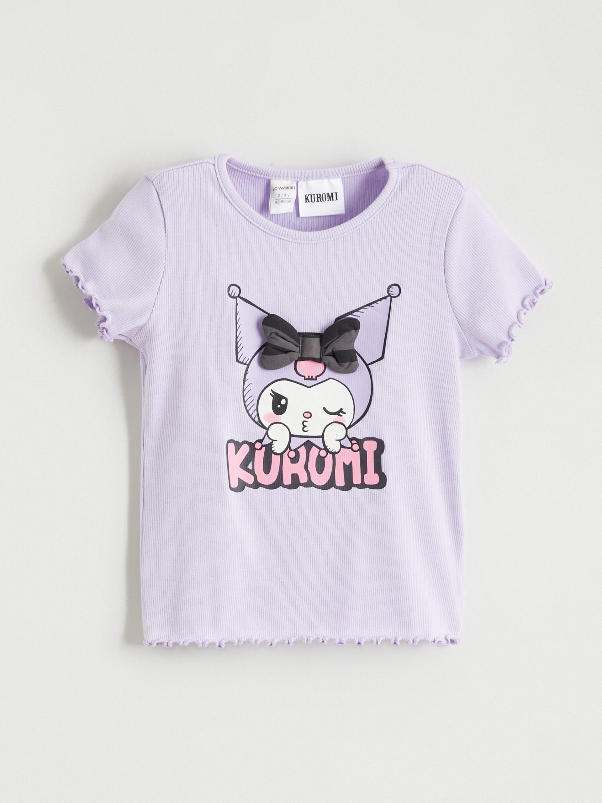 Kuromi Printed Girls' Ribbed T-Shirt