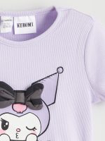 Kuromi Printed Girls' Ribbed T-Shirt - Image 2