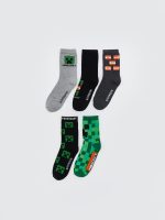 Minecraft Patterned Boys' Ankle Socks 5 Pack