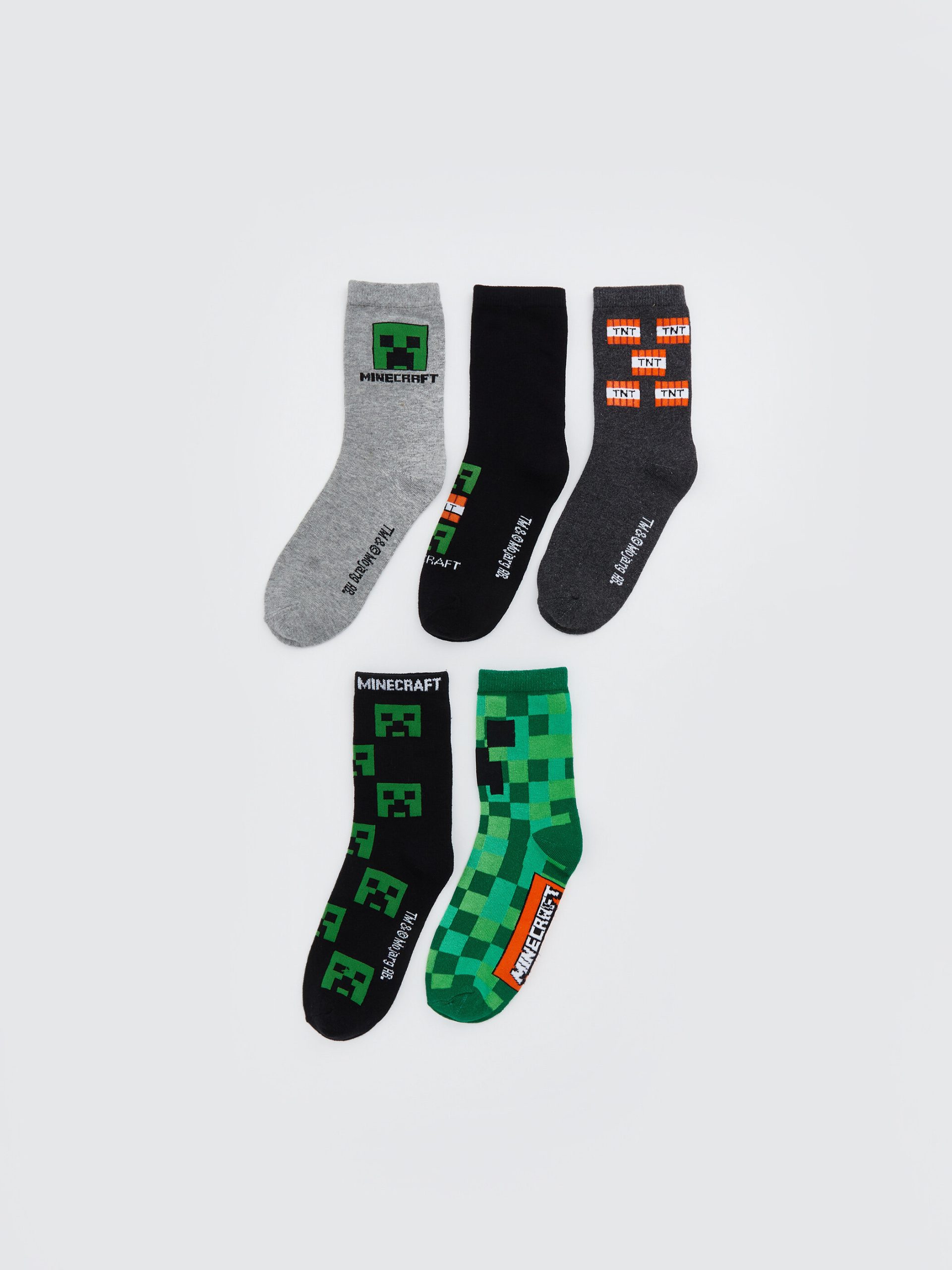 Minecraft Patterned Boys' Ankle Socks 5 Pack