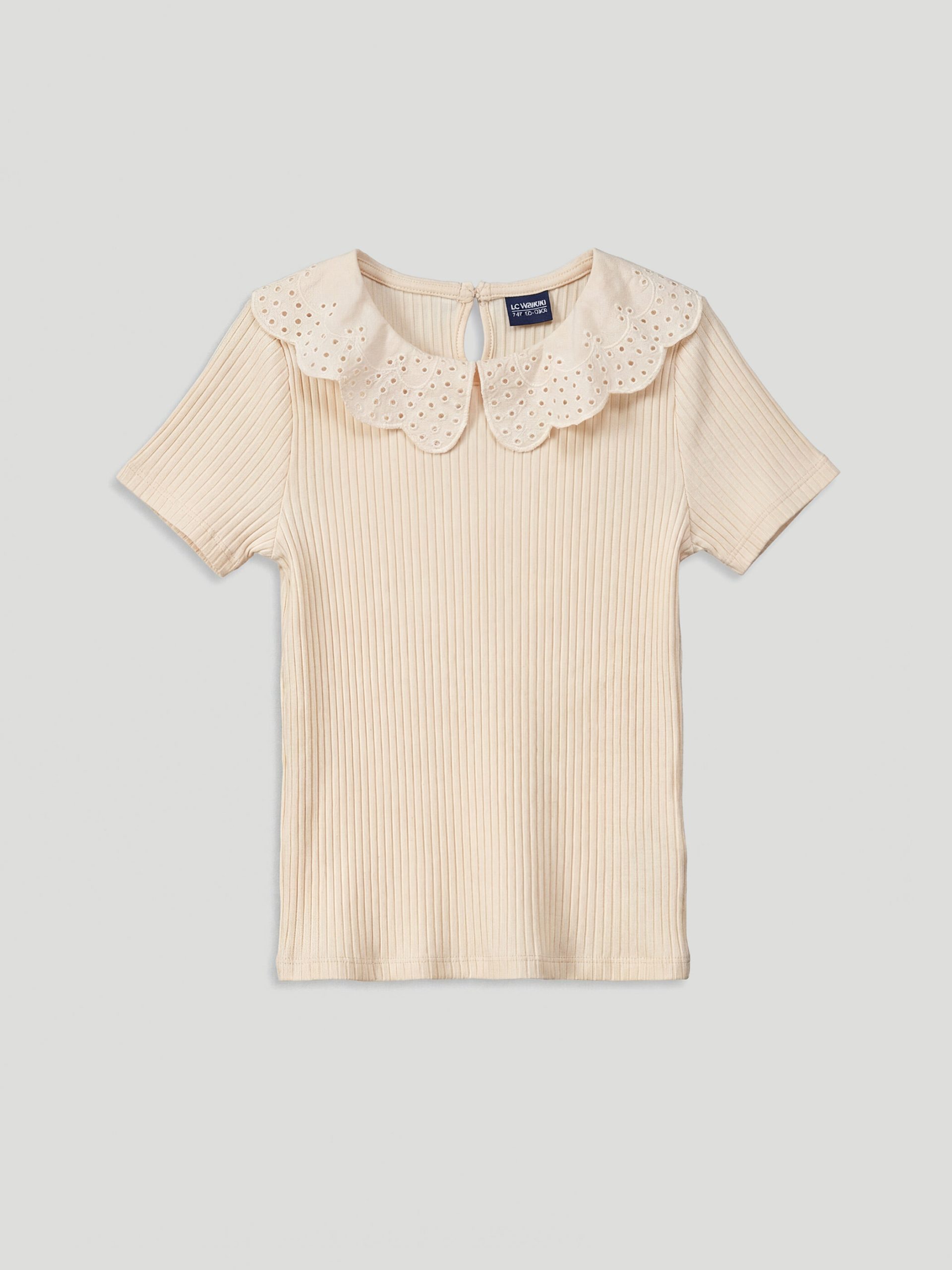 Embroidered Peter Pan Collar Girl's T-Shirt