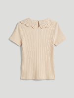 Embroidered Peter Pan Collar Girl's T-Shirt - Image 2
