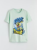 Crew Neck SpongeBob Printed Boys' T-Shirt