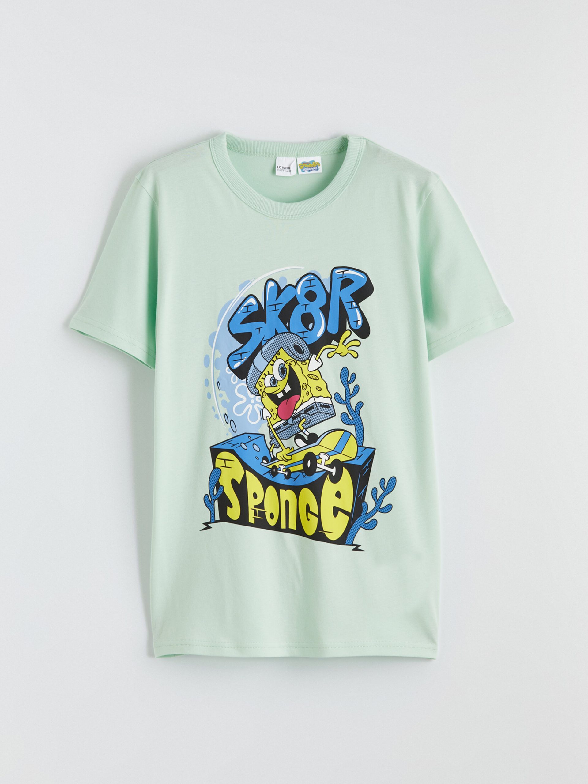 Crew Neck SpongeBob Printed Boys' T-Shirt