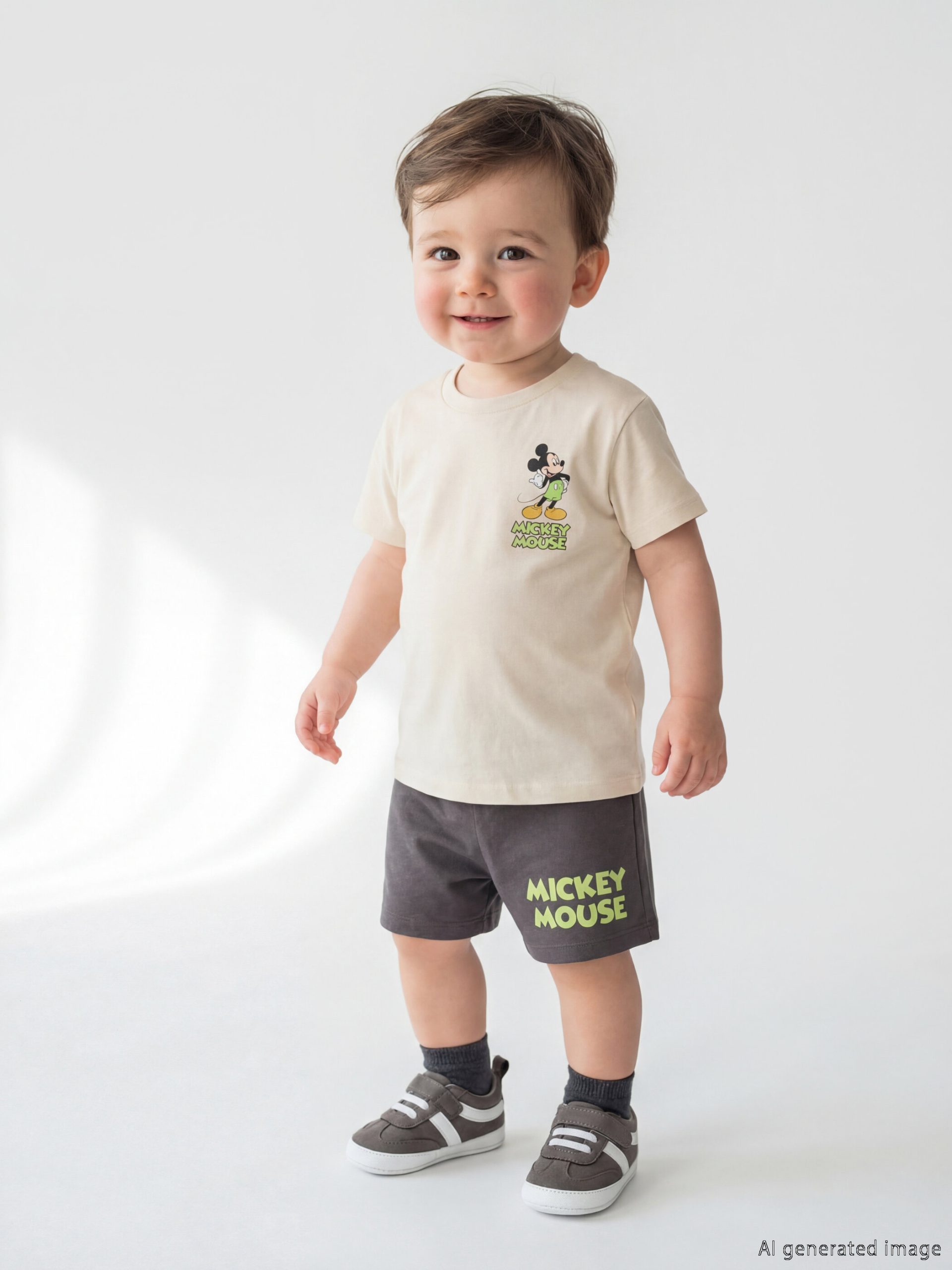 Mickey Mouse Printed Baby Boy T-Shirt and Shorts