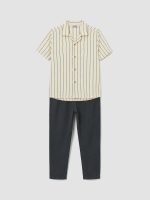 Striped Short-Sleeve Boys' Shirt and Trousers.