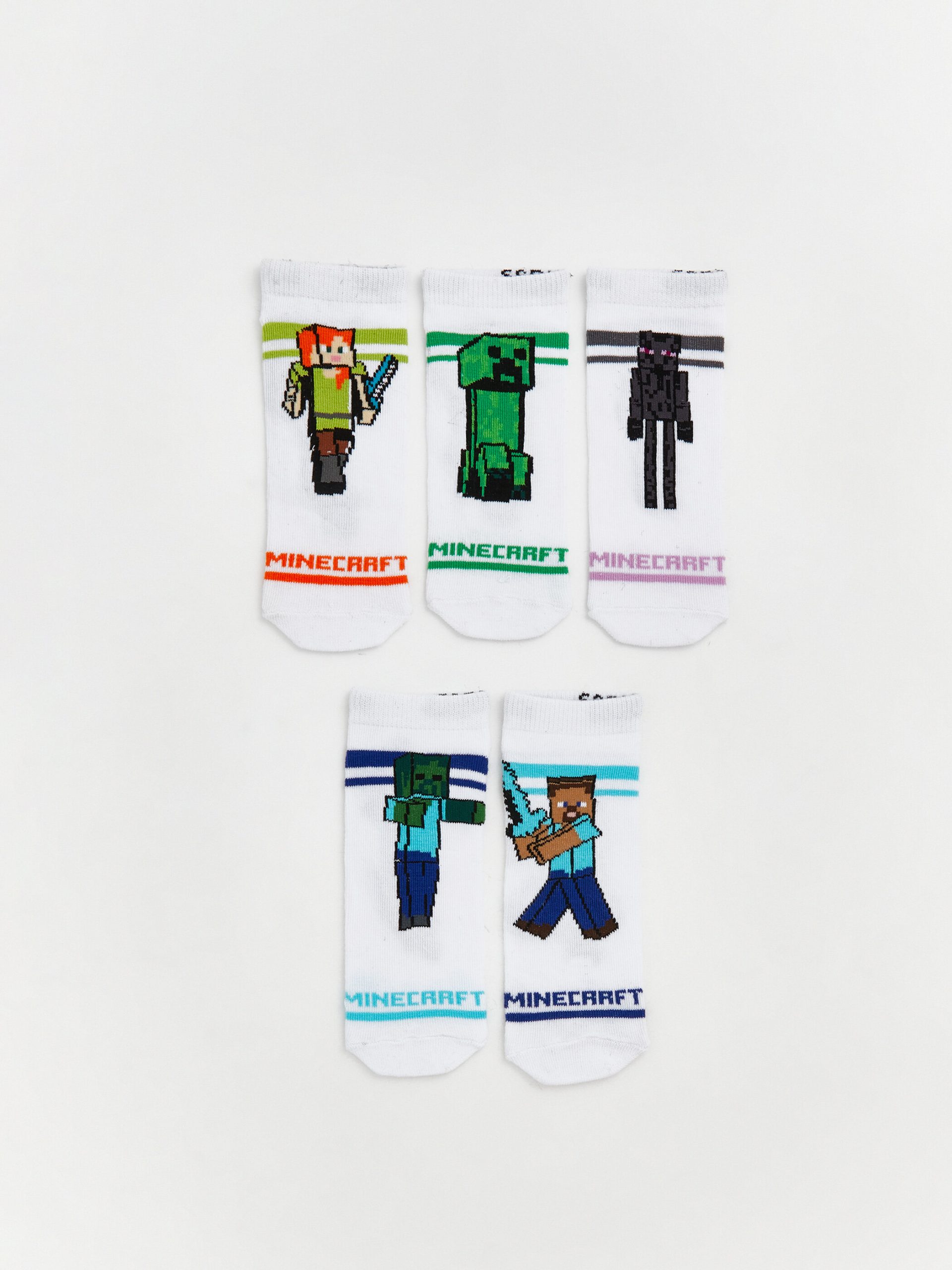 Minecraft Printed Boys' Trainer Socks 5 Pack