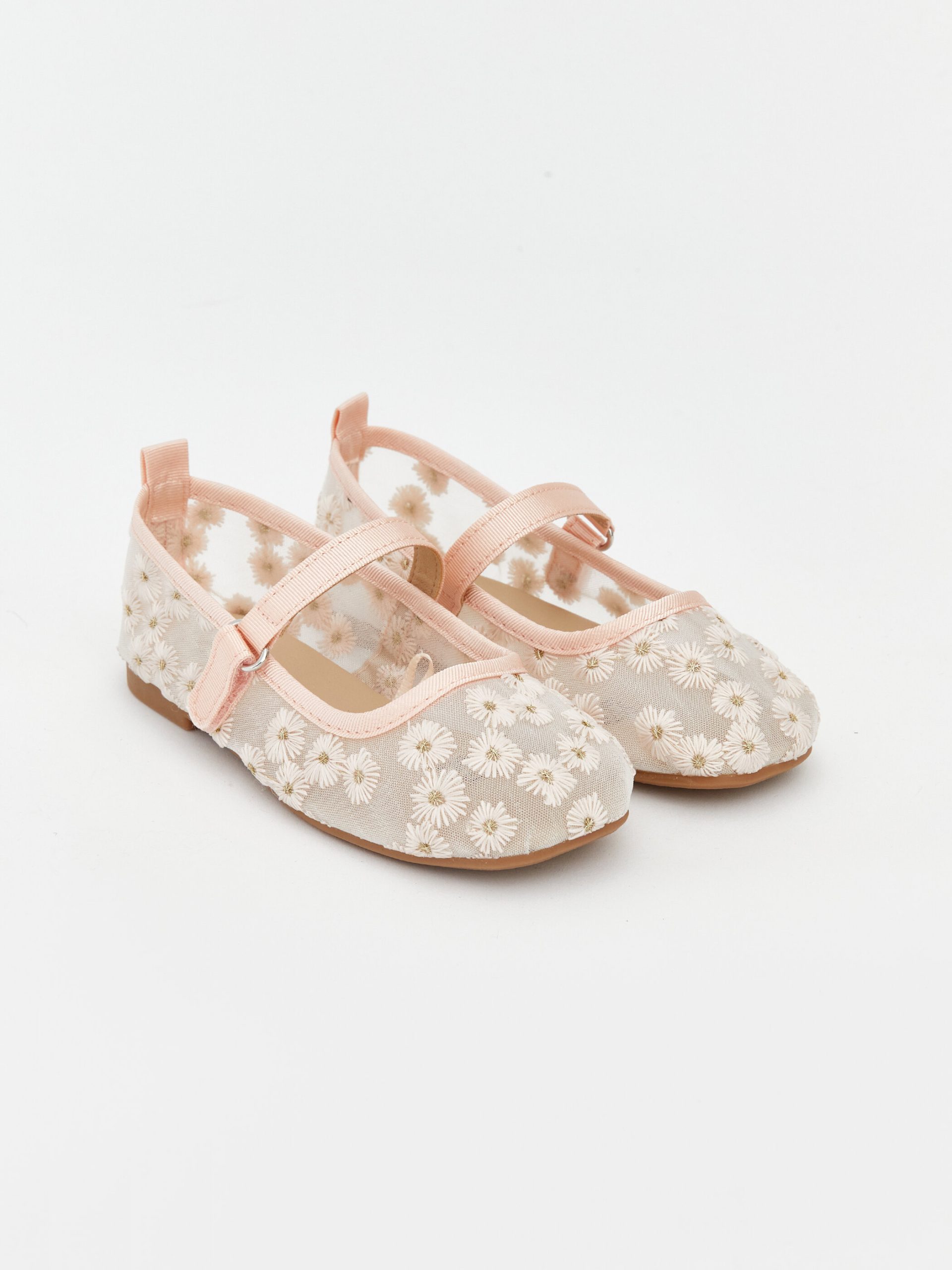 L_20261-S6CO28Z1-DMQ_A.jpg Floral Embroidered Baby Girl Ballet Flats - Image 1