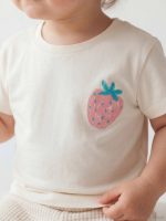 Strawberry Print Baby Girl Jersey T-Shirt - Image 2