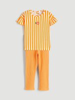 Crew Neck Embroidered Girls' T-Shirt and Leggings