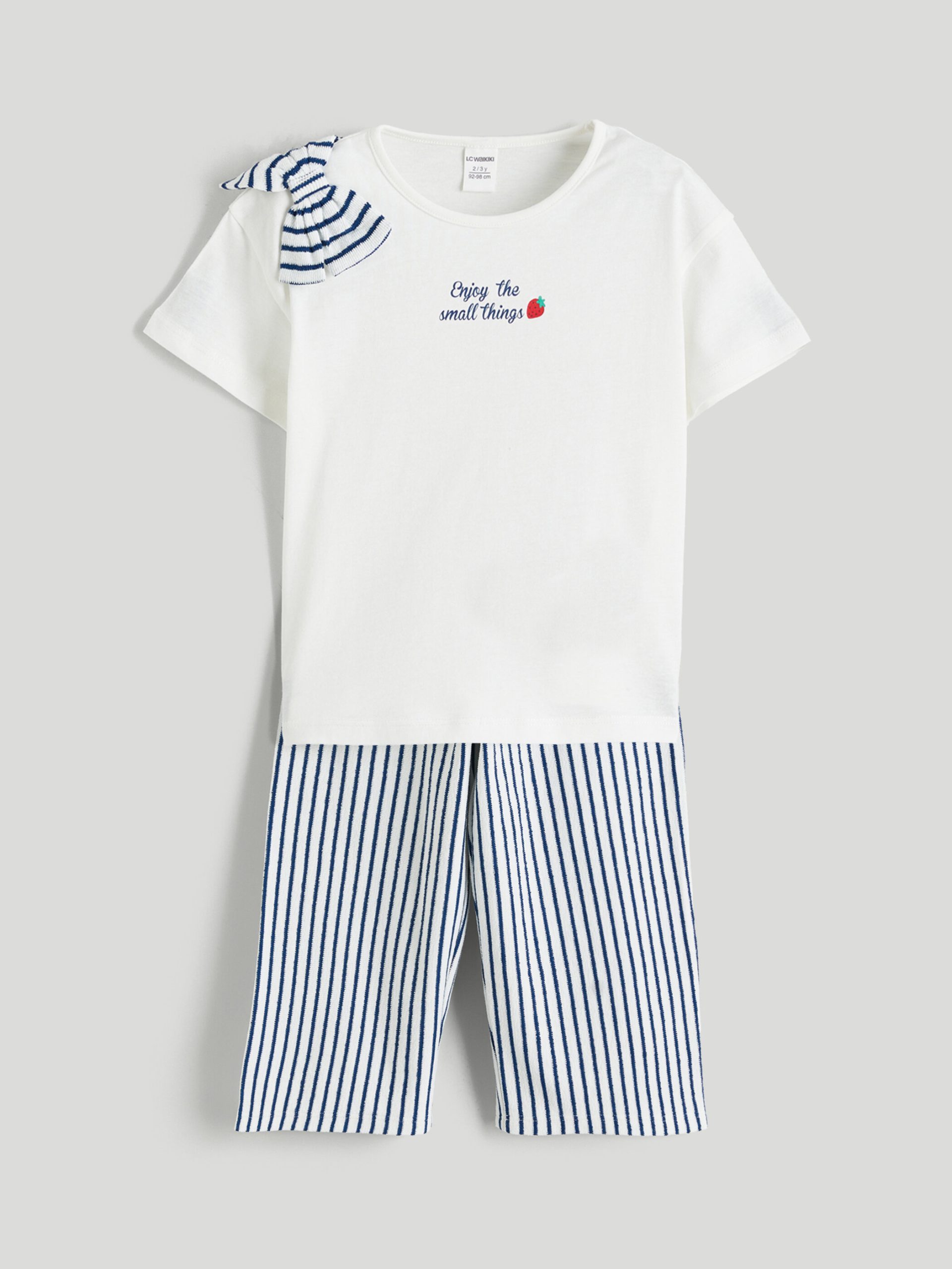 Girls' T-Shirt and Trousers with Ribbon Detail
