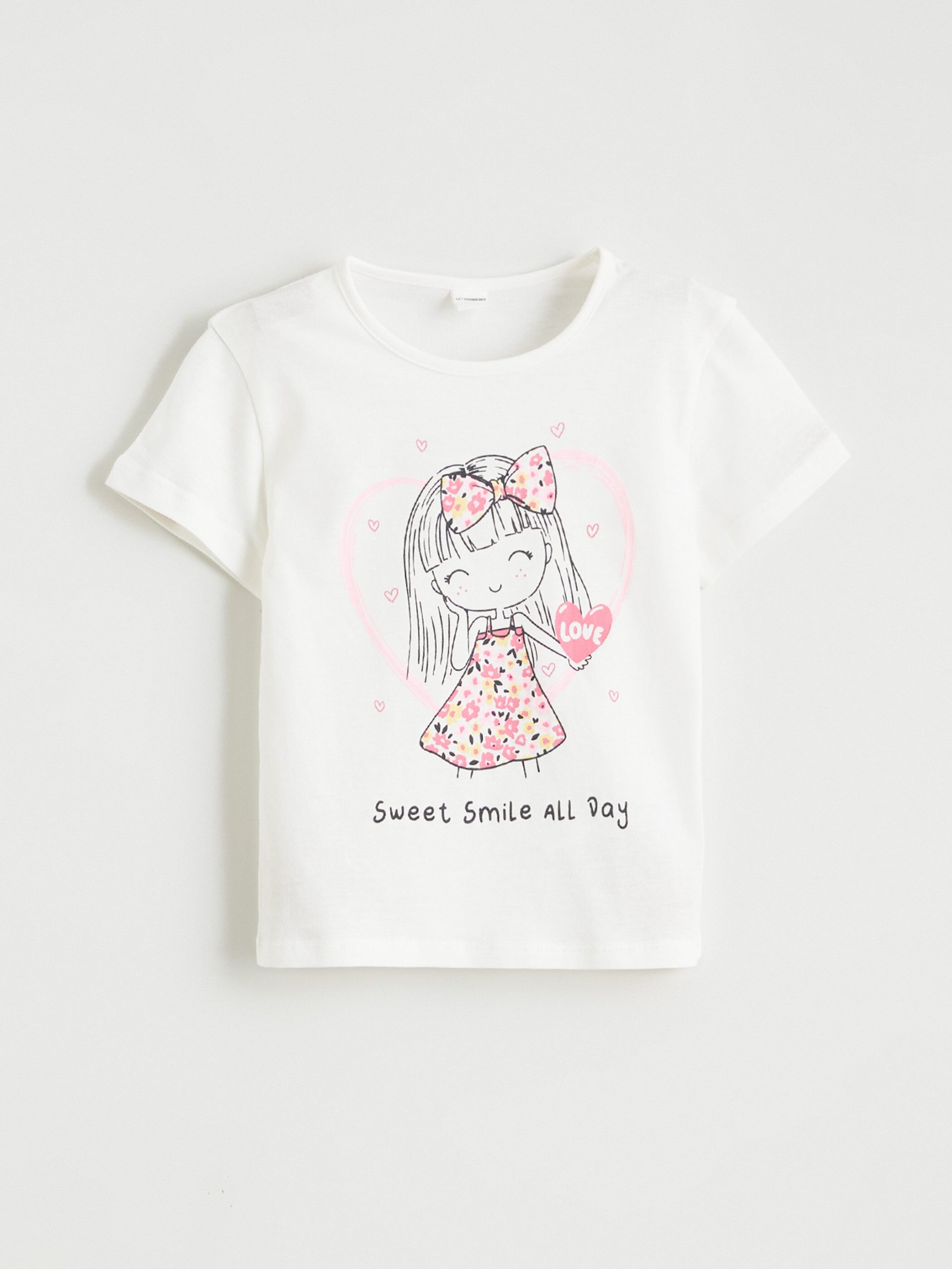 Printed Crew Neck Girls' Jersey T-Shirt