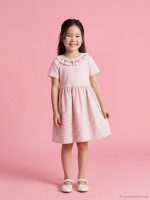 Girls' Frilled Dress with Floral Embroidery