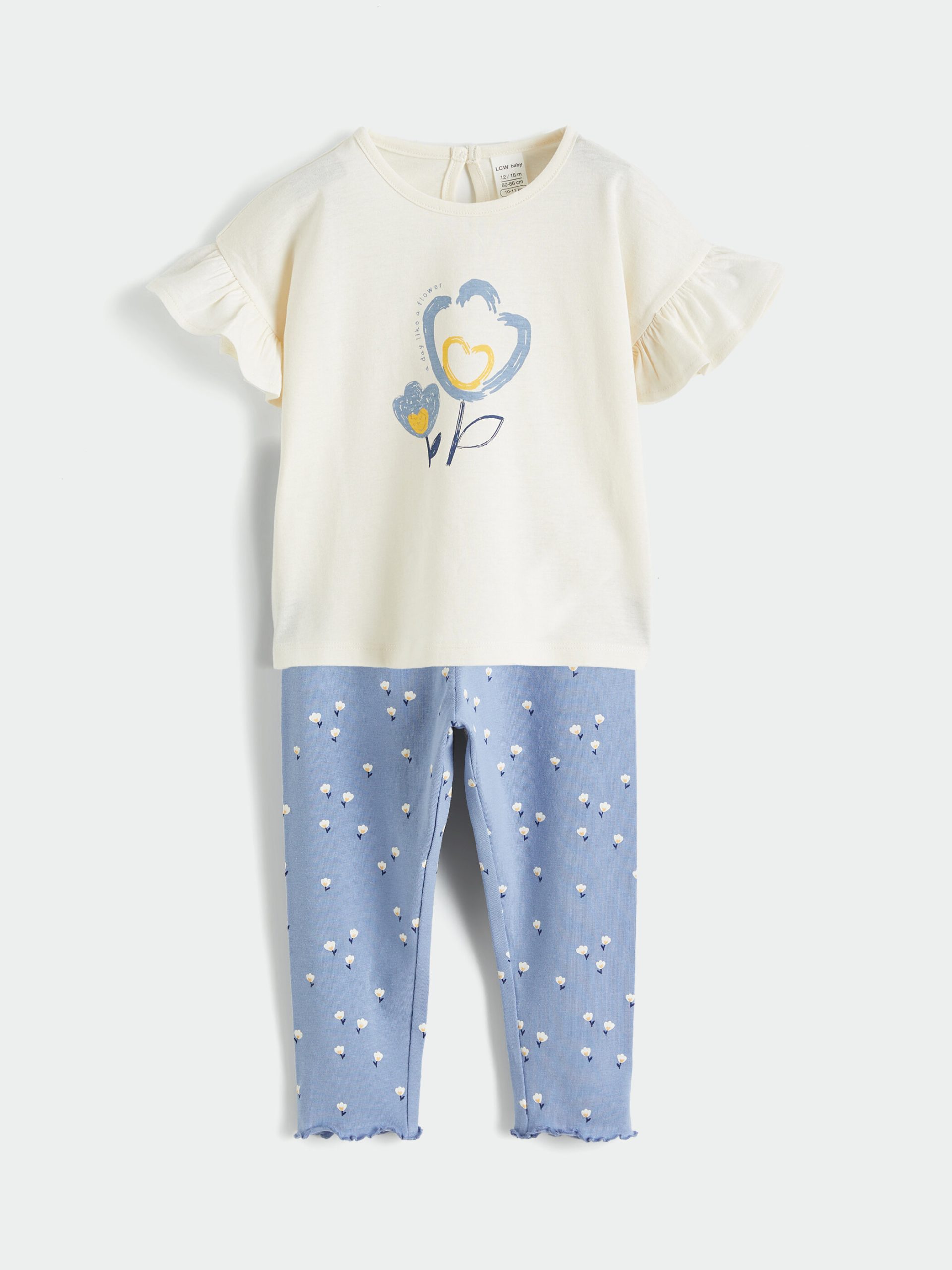 Floral-Print Ruffle Baby Girl Blouse and Leggings